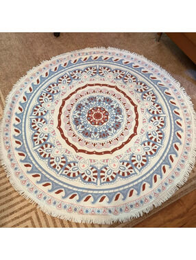 Bohemian Mandala Round Beach Towel Fringe Tassel Picnic Blanket Roundie 60"